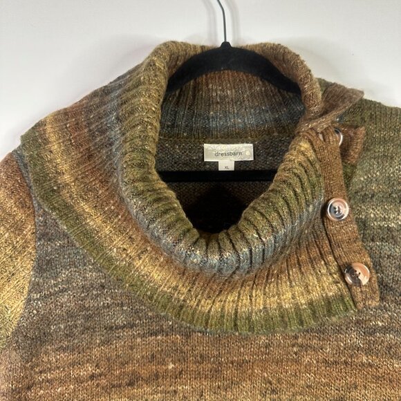 Dressbarn XL Womens Cowl Neck Sweater Dress Multicolor Fall Earth Tones Neutral - Picture 8 of 11